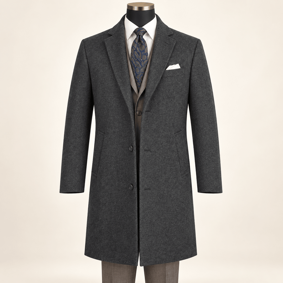 Men's Charcoal 38" Knee-Length Wool-Blend Topcoat – Nordic Collection - Upscale Men's Fashion