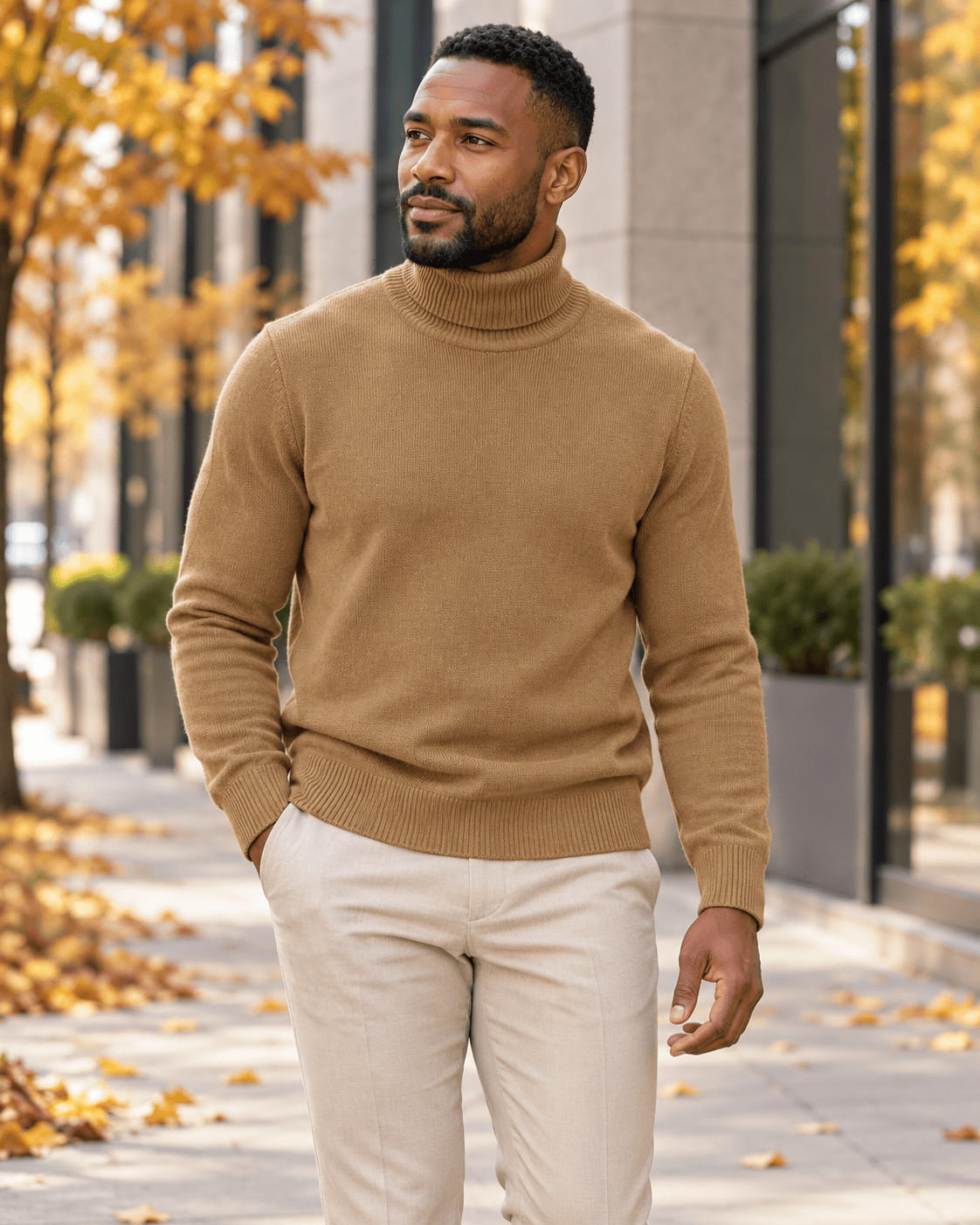 Men's Turtleneck Sweater color Coffee - Upscale Men's Fashion