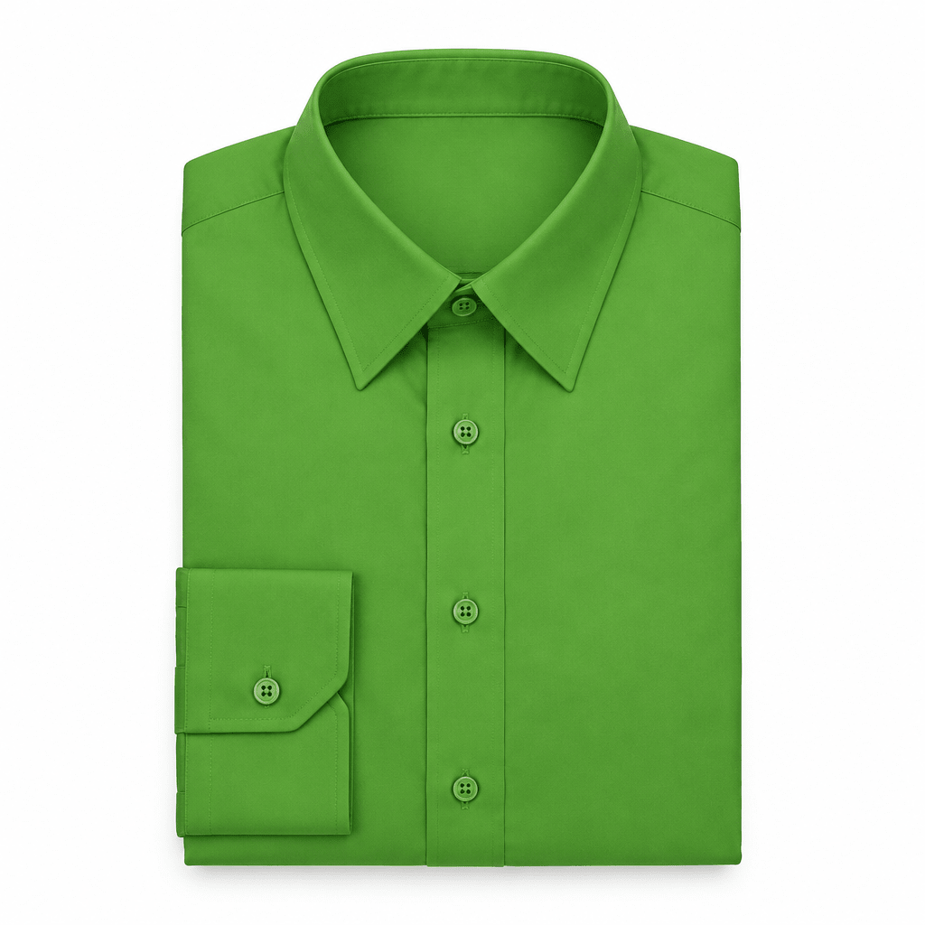 Men's Basic Dress Shirt with Convertible Cuff -Dark Lime - Upscale Men's Fashion