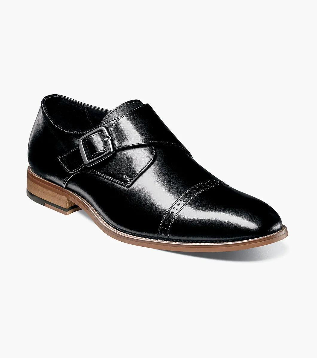 Desmond Cap Toe Monk Strap Dress Shoe – Black