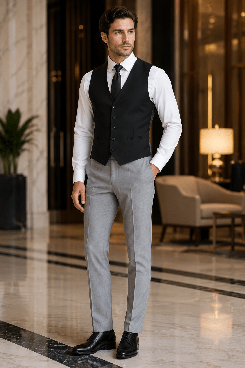 Ferera Collection Men's Black Modern Fit Suit Vest - Upscale Men's Fashion