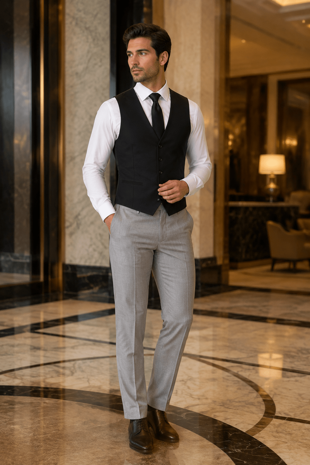 Ferera Collection Men's Black Slim Fit Suit Vest - Upscale Men's Fashion