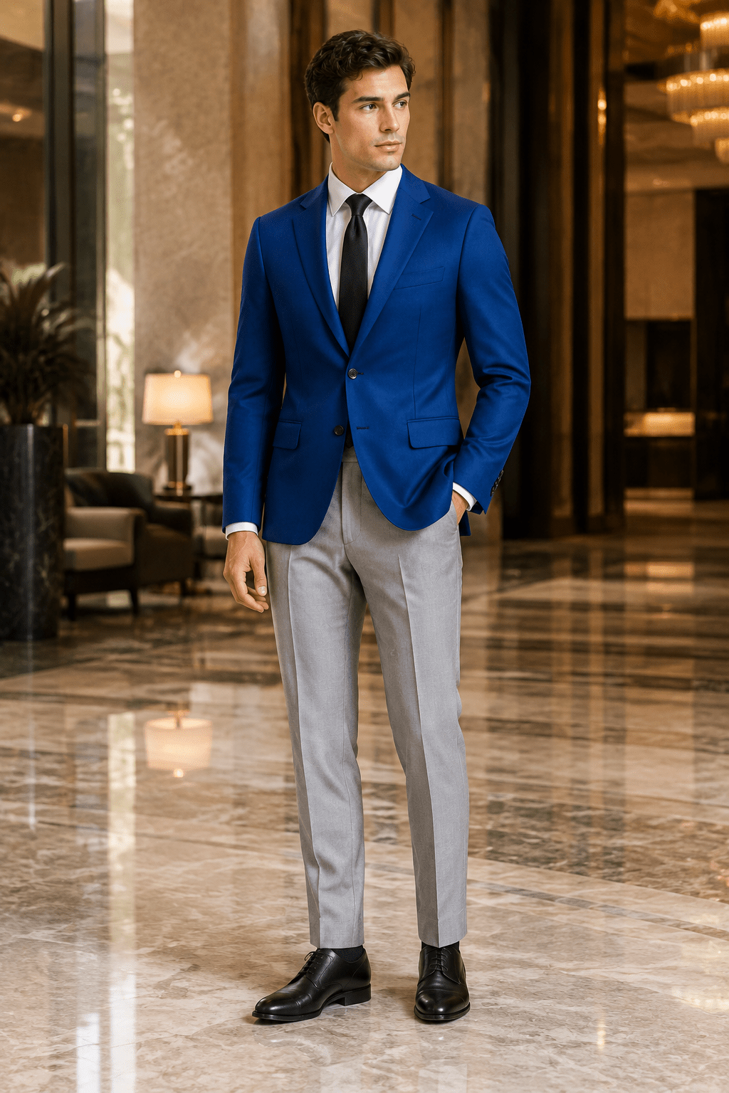 Ferera Collection Men's French Blue Modern Fit Suit Jacket - Upscale Men's Fashion