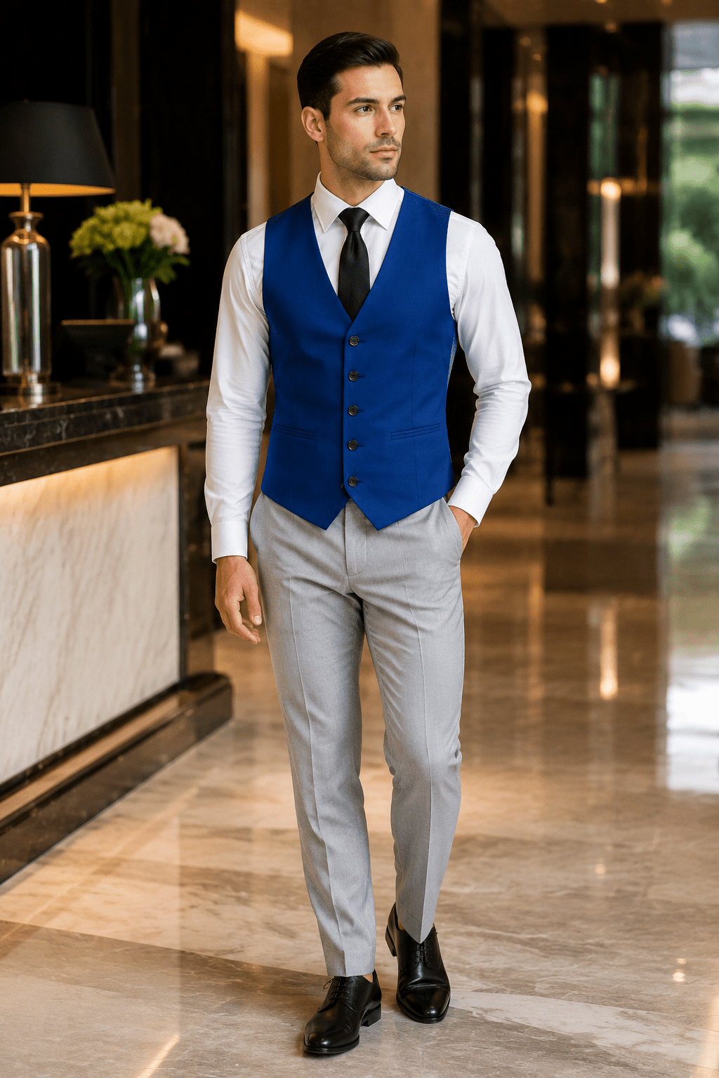Ferera Collection Men's French Blue Slim Fit Suit Vest - Upscale Men's Fashion