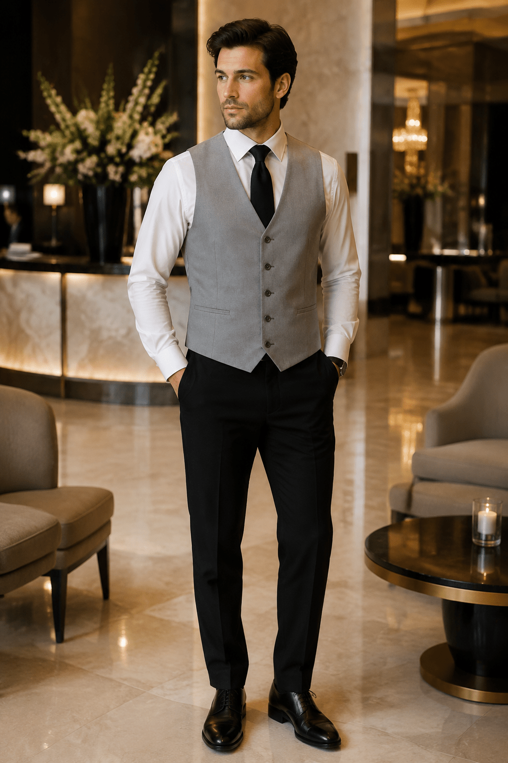 Ferera Collection Men's Light Gray Modern Fit Suit Vest - Upscale Men's Fashion