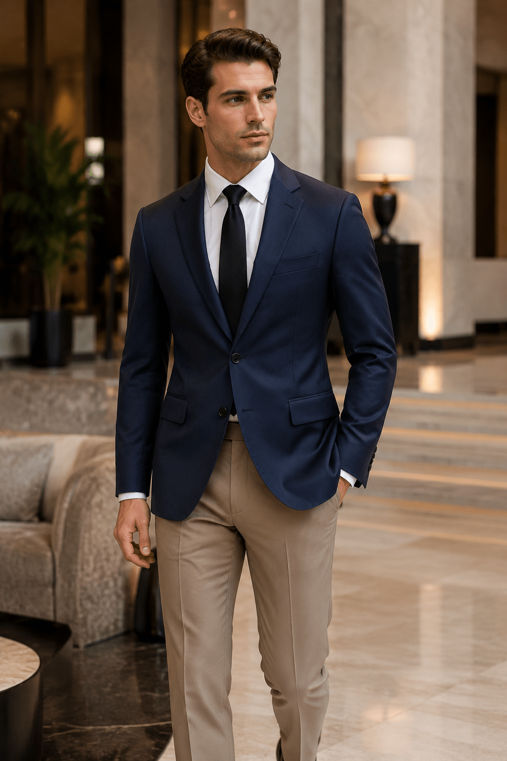 Ferera Collection Men's Navy Modern Fit Suit Jacket - Upscale Men's Fashion