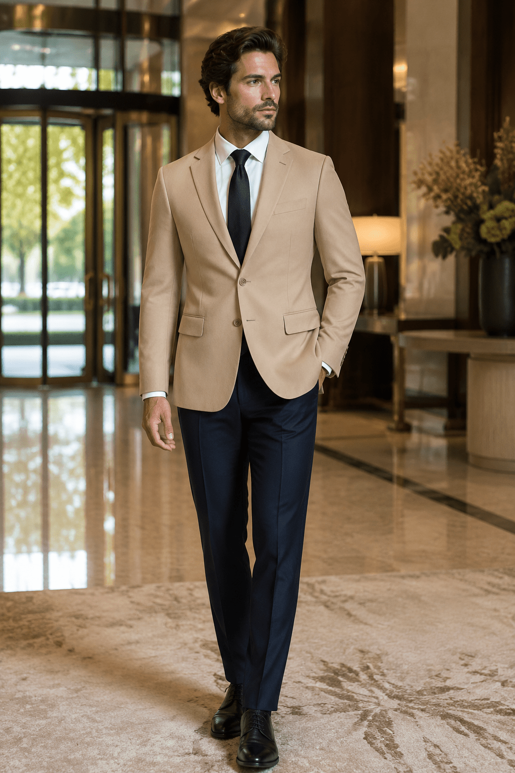 Ferera Collection Men's Tan Modern Fit Suit Jacket - Upscale Men's Fashion