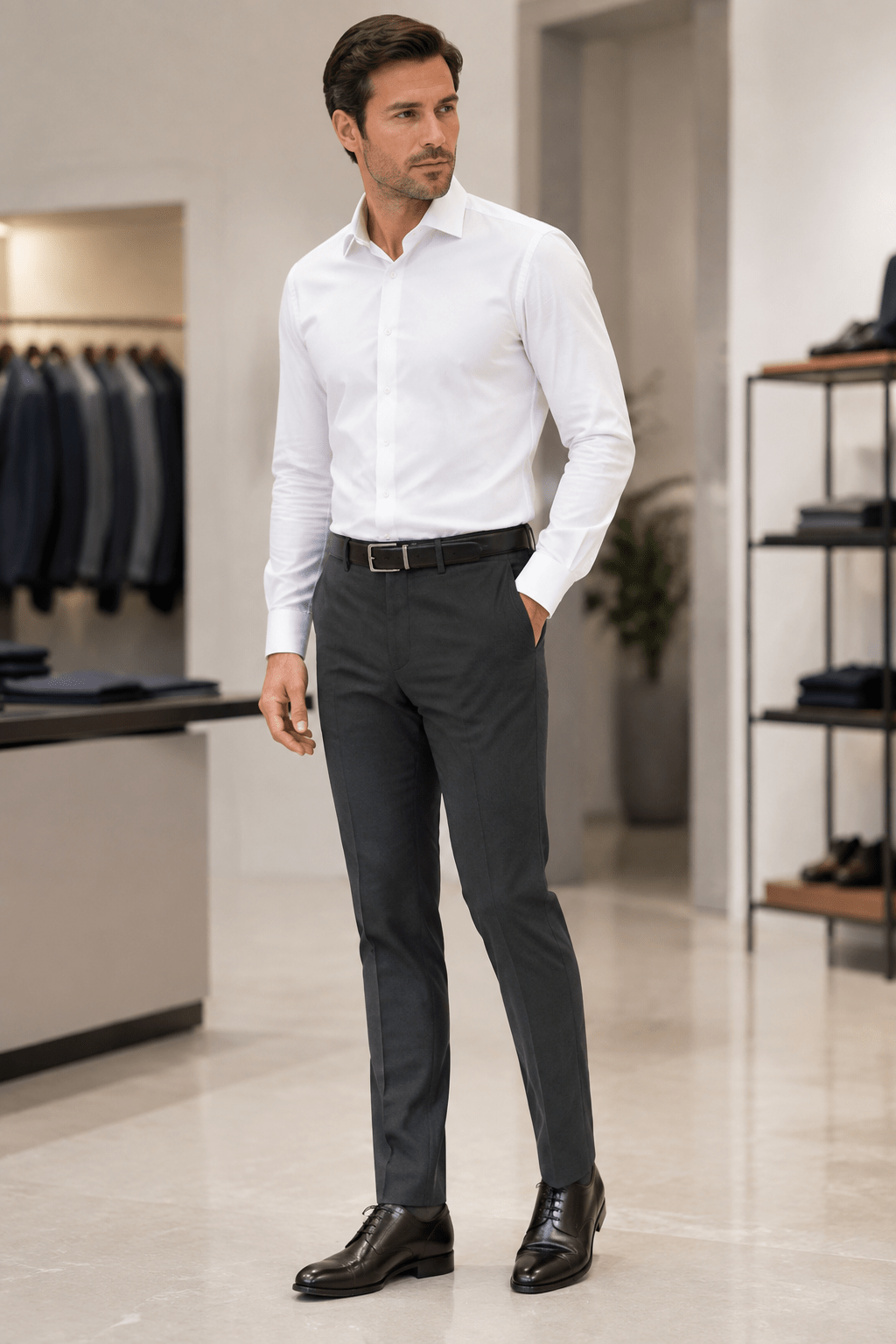 Ferera Collection – Modern Fit Dark Grey Suit Pants - Upscale Men's Fashion