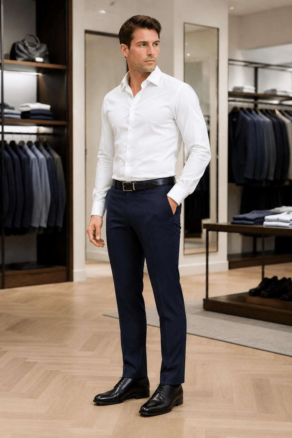Ferera Collection Men's Navy Modern Fit Suit Pants - Upscale Men's Fashion