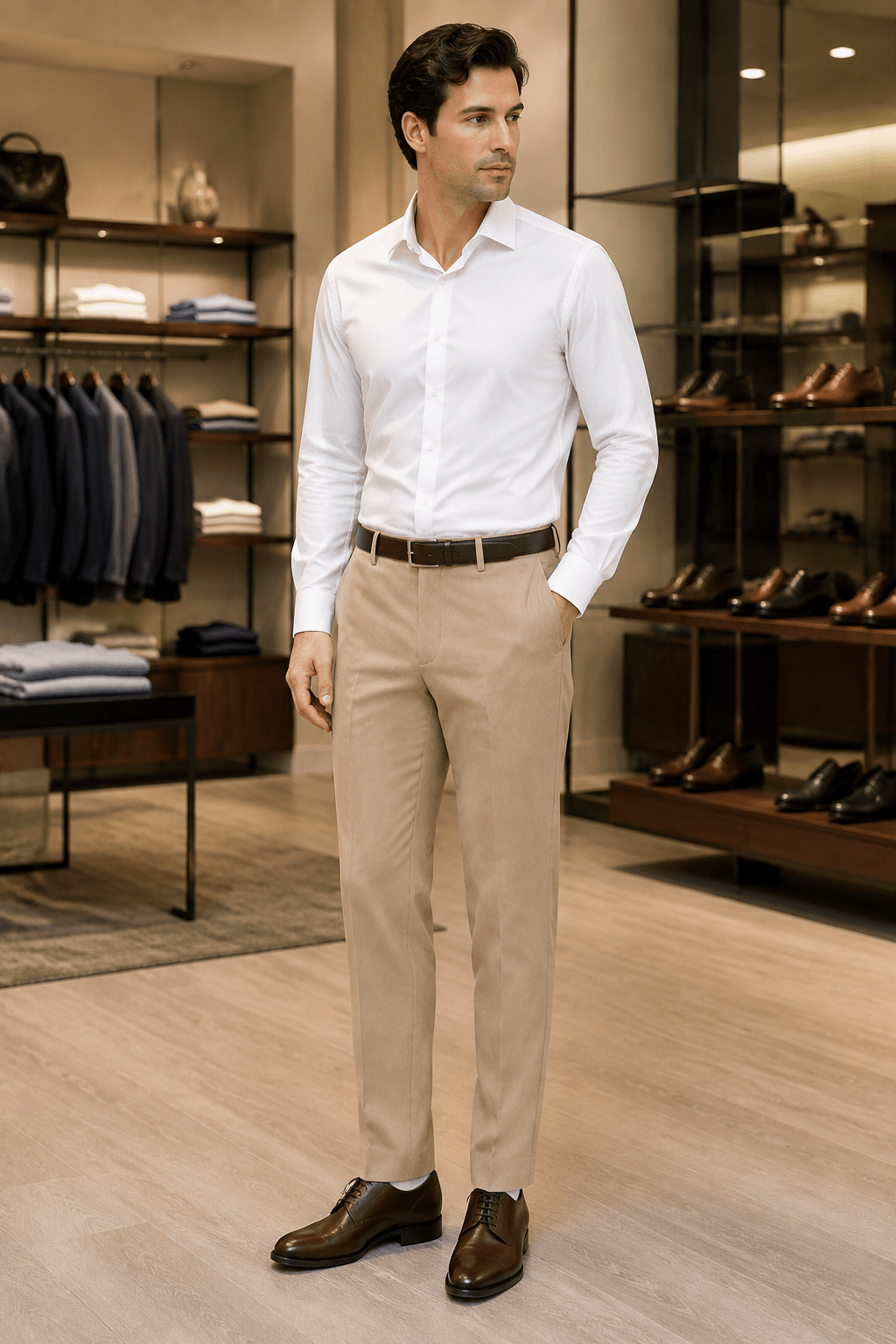 Ferera Collection Men's Tan Modern Fit Suit Pants - Upscale Men's Fashion
