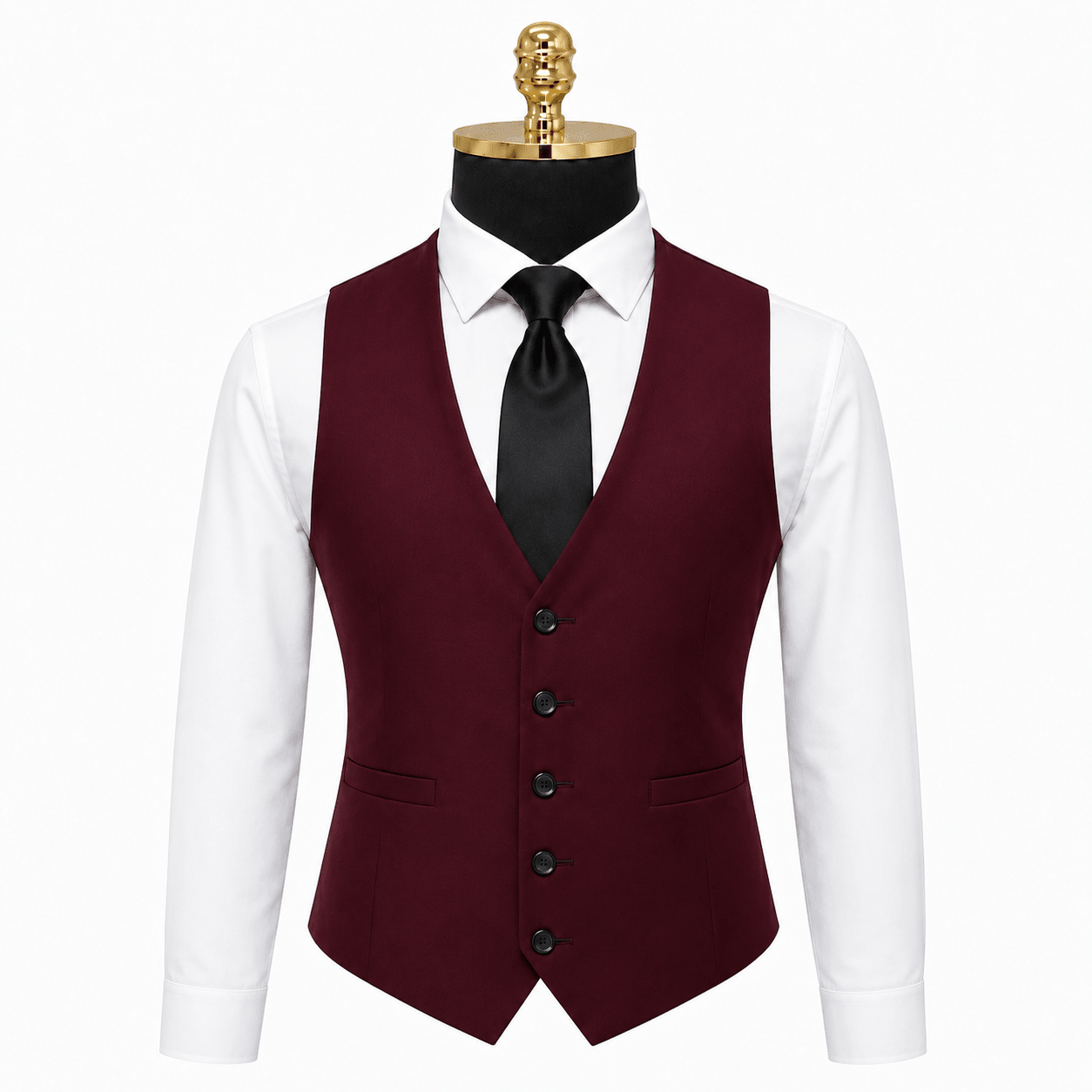 Ferera Collection Men's Burgundy Slim Fit Suit Vest - Upscale Men's Fashion