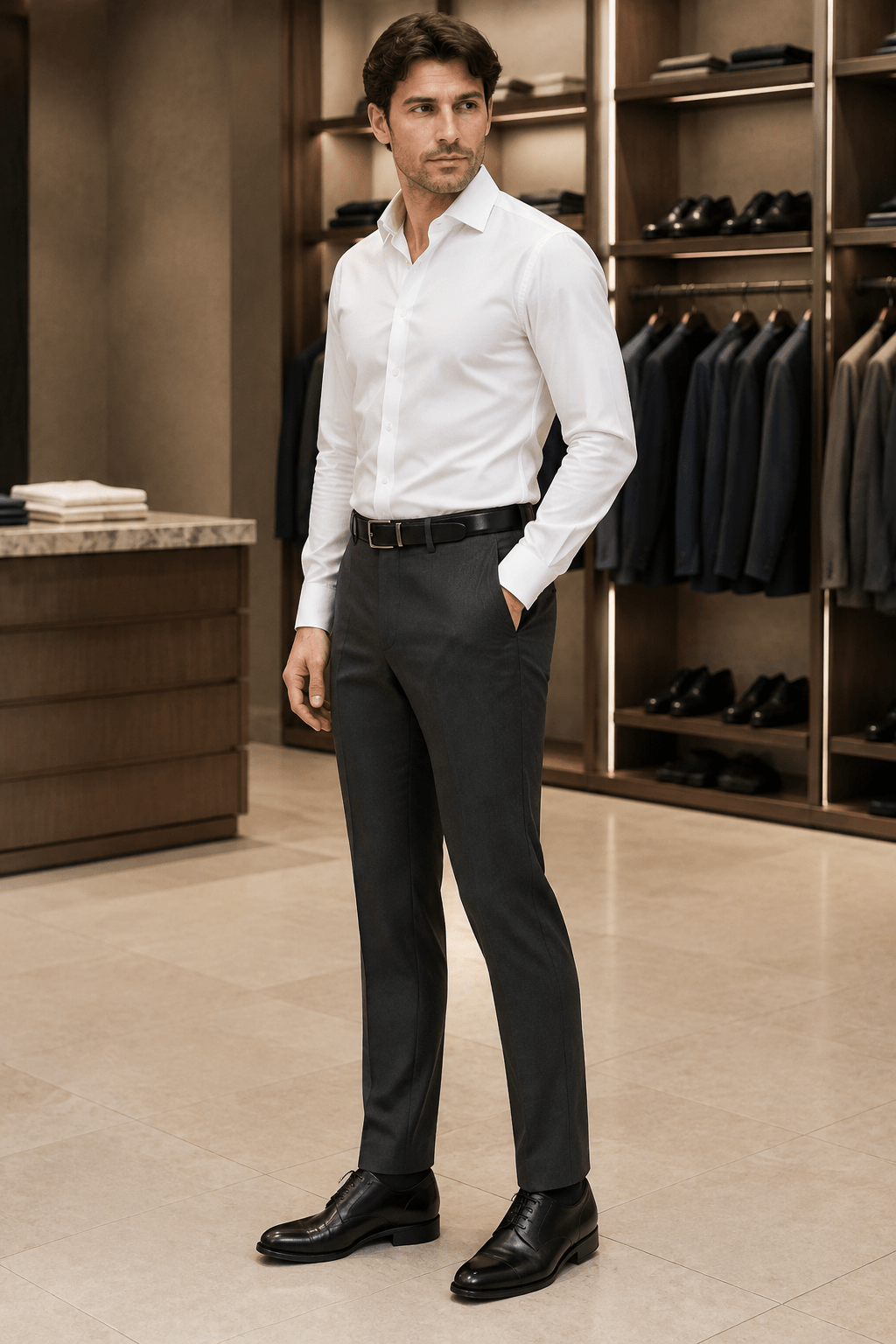 Ferera Collection Men's Dark Gray Slim Fit Suit Pants - Upscale Men's Fashion