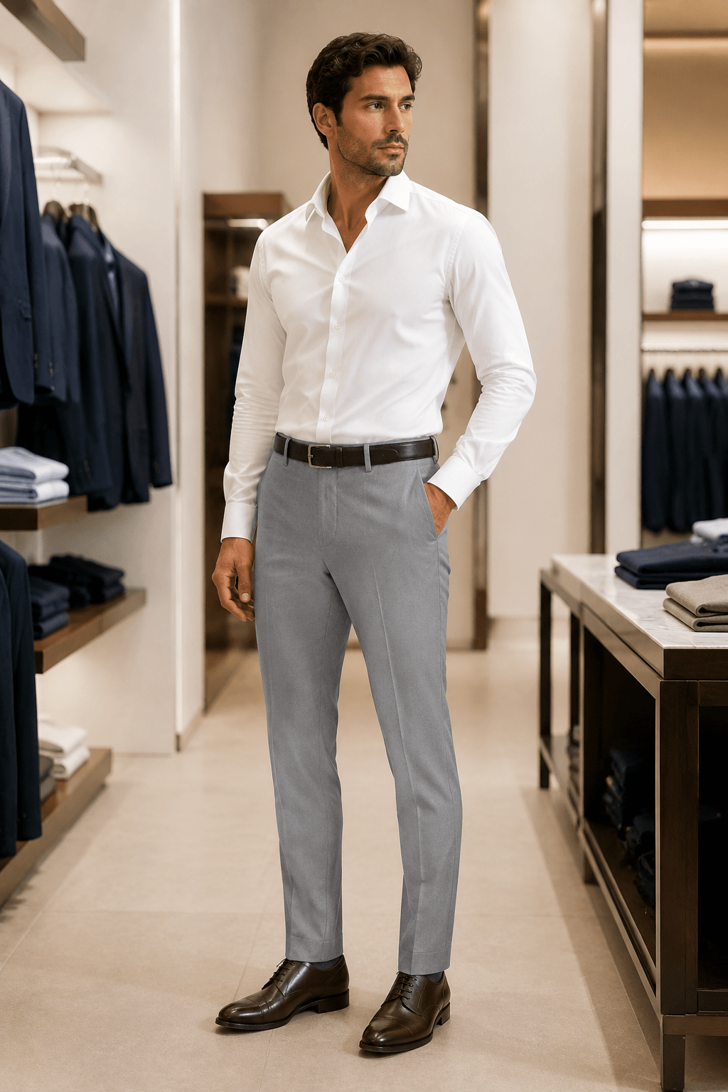 Ferera Collection Men's Light Gray Slim Fit Suit Pants - Upscale Men's Fashion