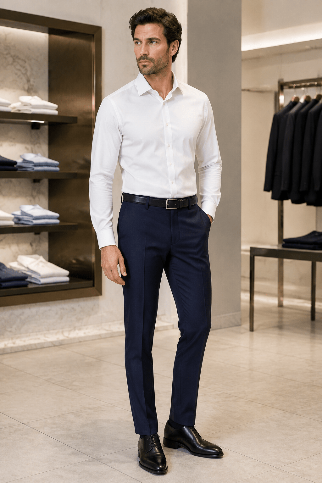 Ferera Collection Men's Navy Slim Fit Suit Pants - Upscale Men's Fashion