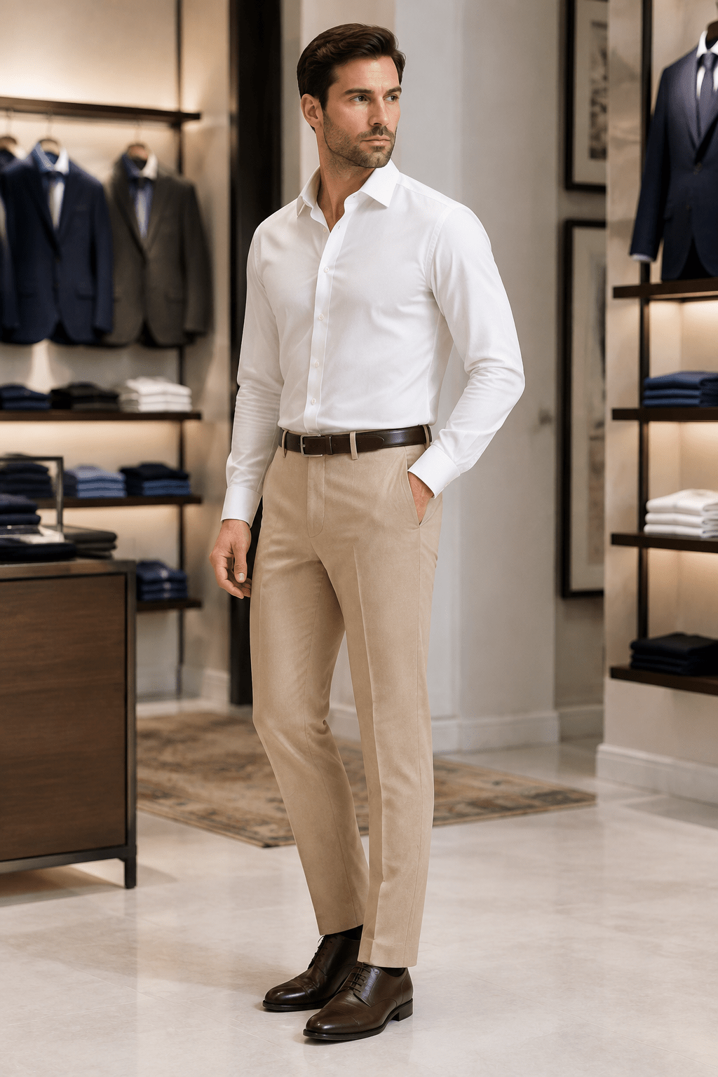 Ferera Collection Men's Tan Slim Fit Suit Pants - Upscale Men's Fashion