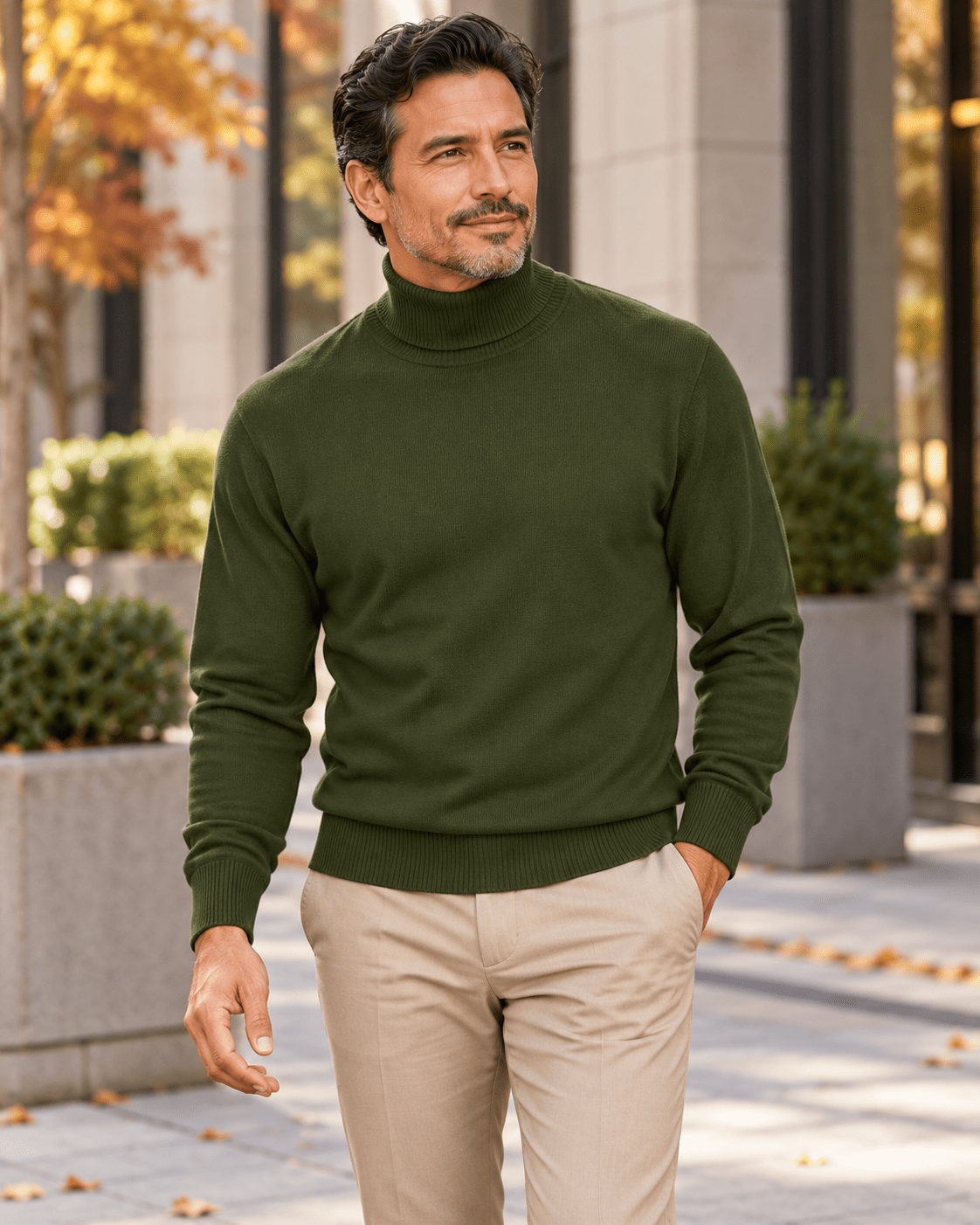 Men's Turtleneck Sweater color Forest Green - Upscale Men's Fashion