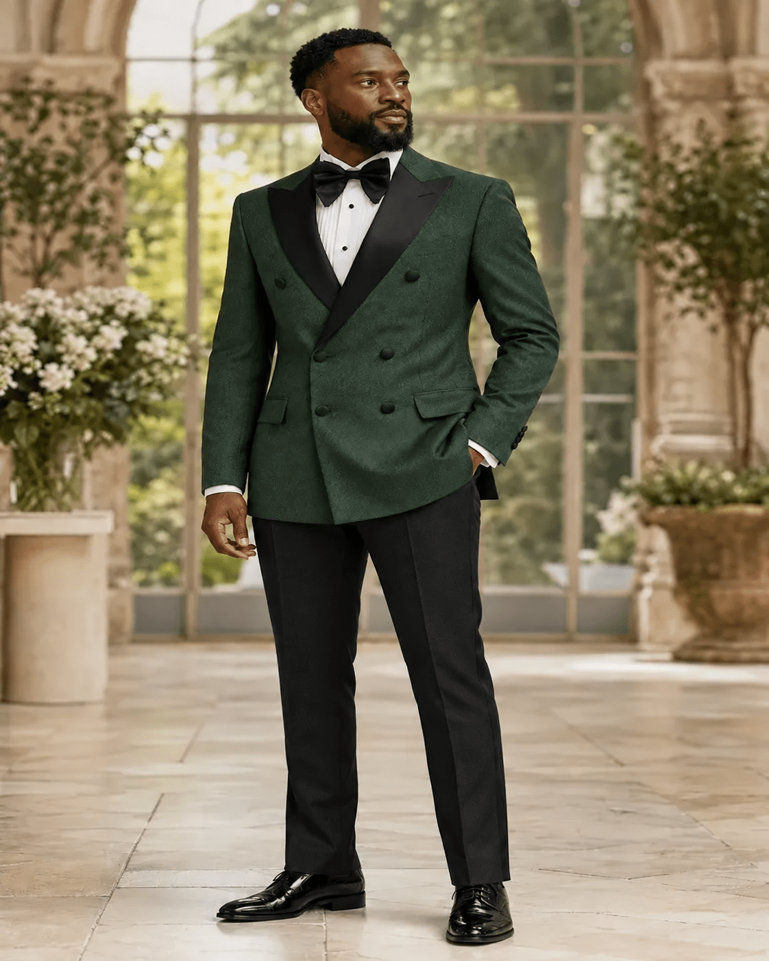 Men's Hunter Green Modern Fit Double-Breasted 2-Piece Tuxedo – Castello Collection - Upscale Men's Fashion