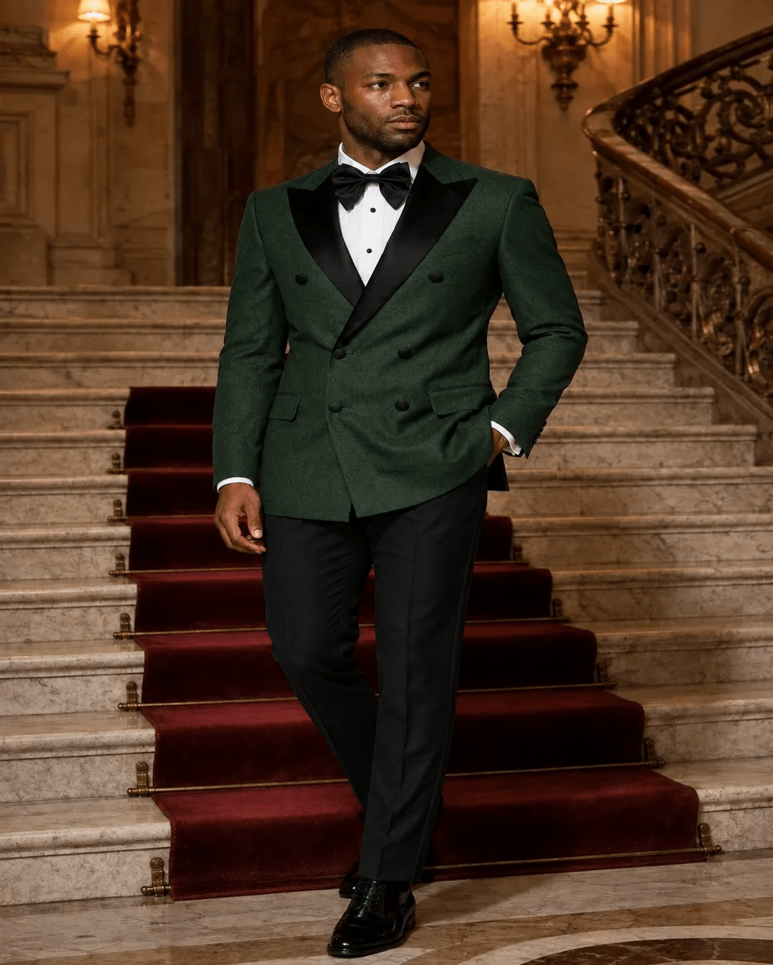 Men's Hunter Green Modern Fit Double-Breasted 2-Piece Tuxedo – Castello Collection - Upscale Men's Fashion