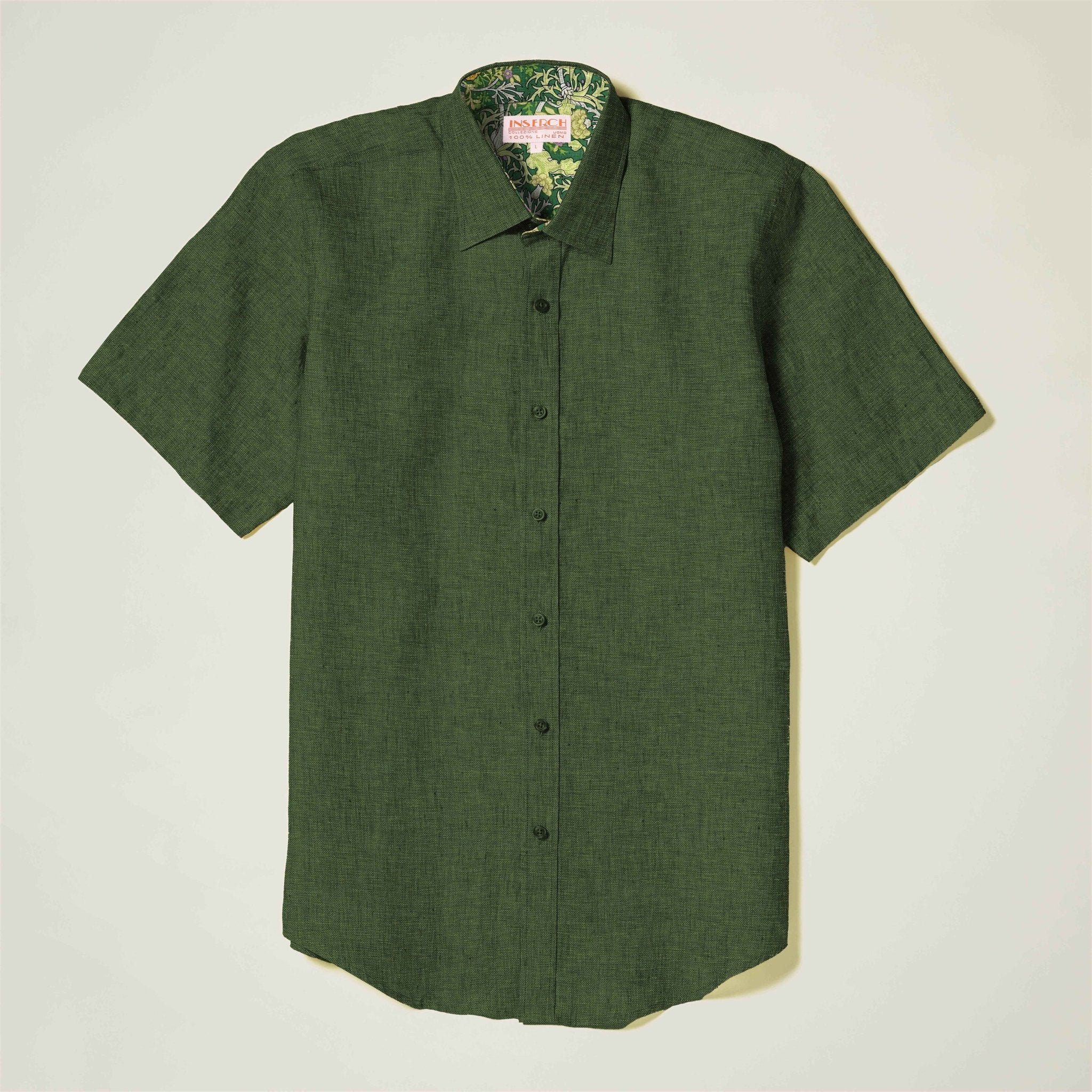 Inserch Men’s Short Sleeve Shirt – 100% Premium Linen - Upscale Men's Fashion