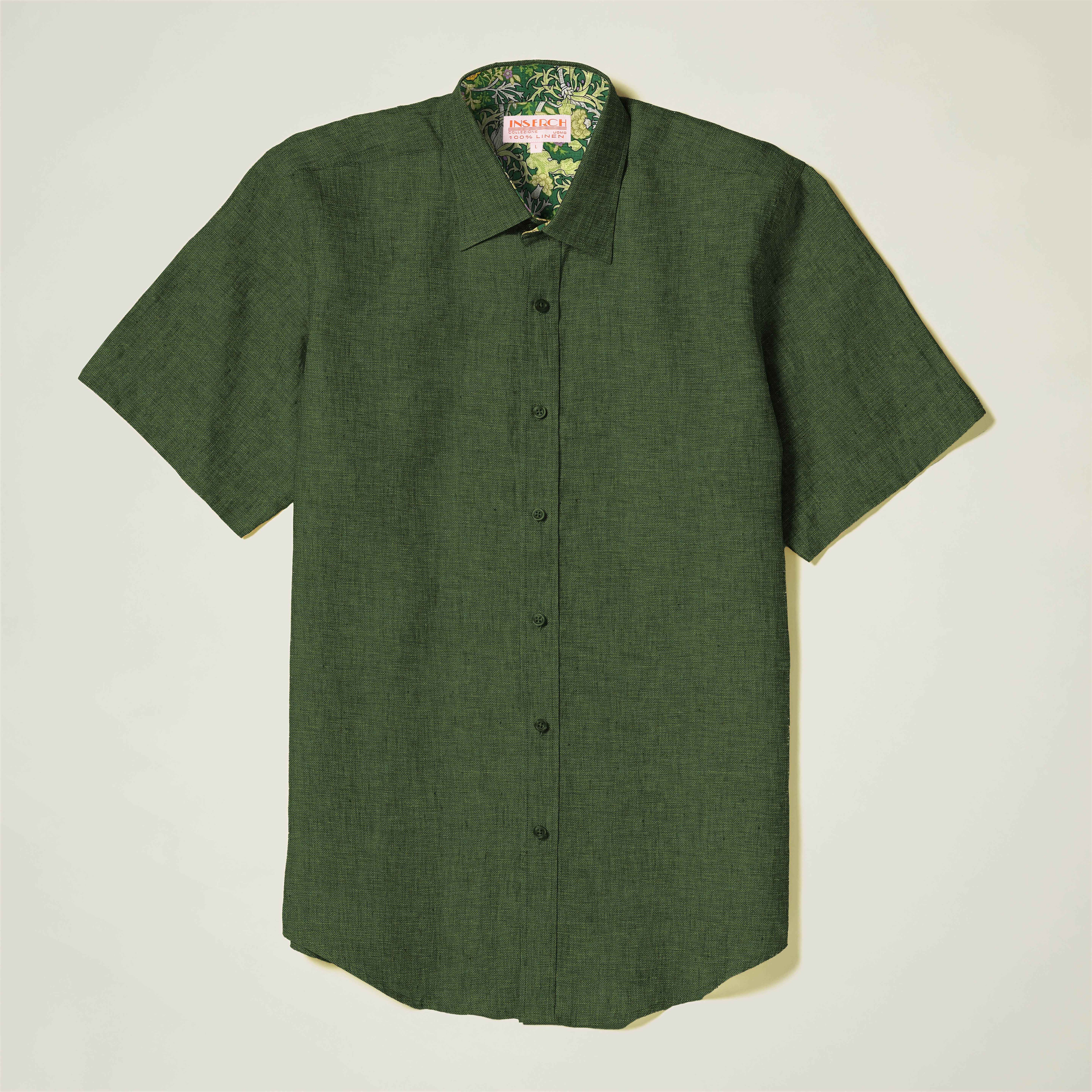 inserch emerald linen short sleeves shirt