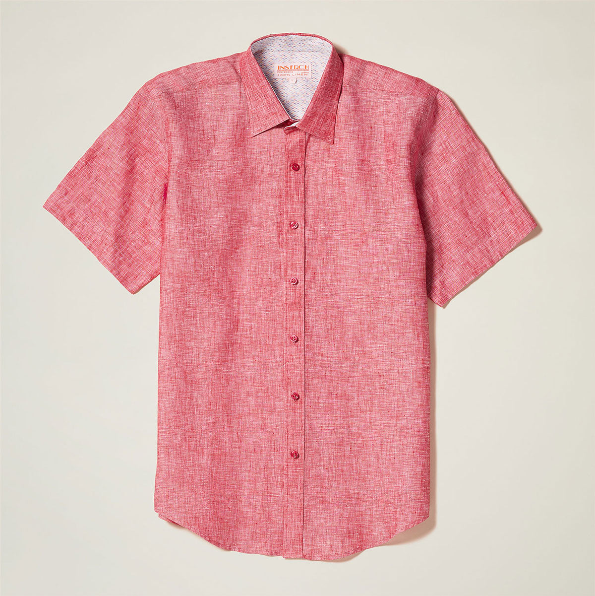 inserch raspberry linen short sleeves shirt