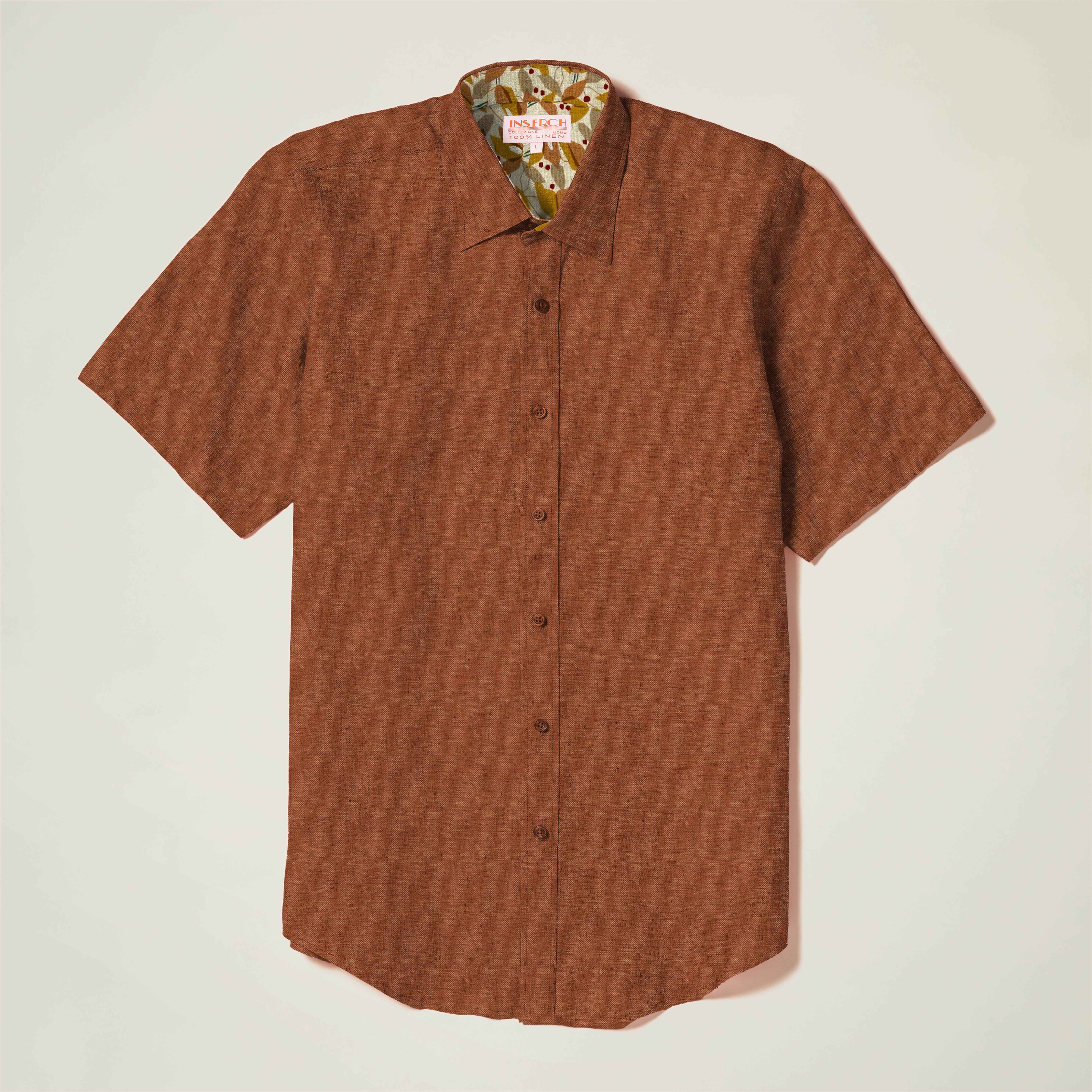 inserch rust linen short sleeves shirt