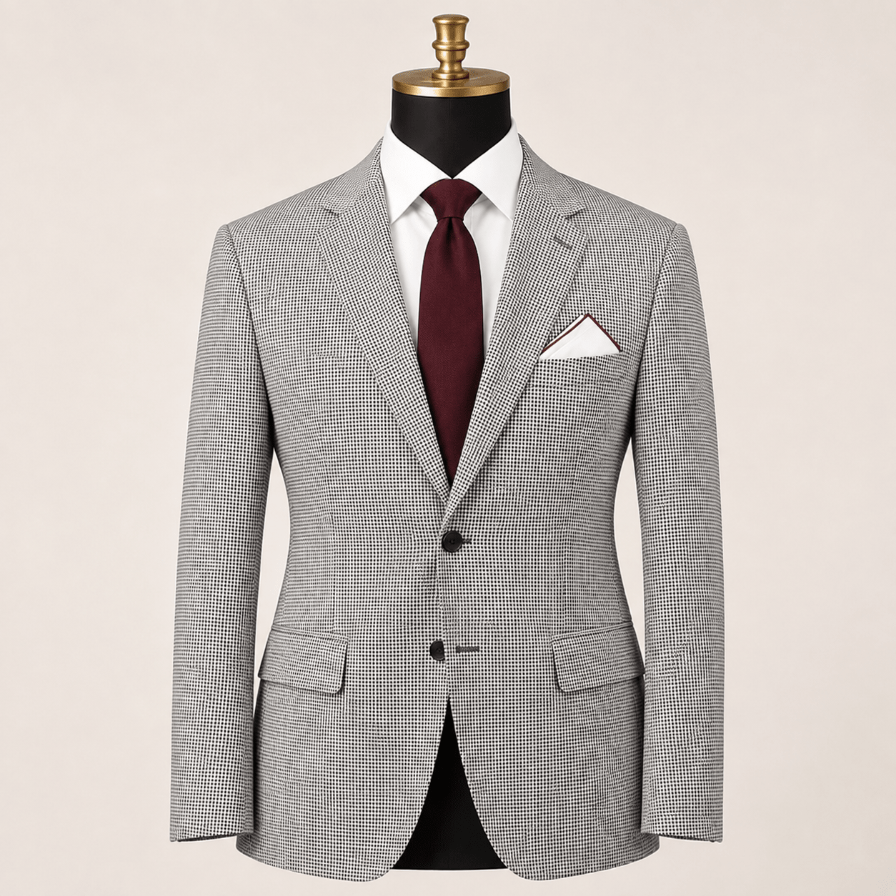 Men's Black Houndstooth Modern Fit 2-Button Blazer - Upscale Men's Fashion