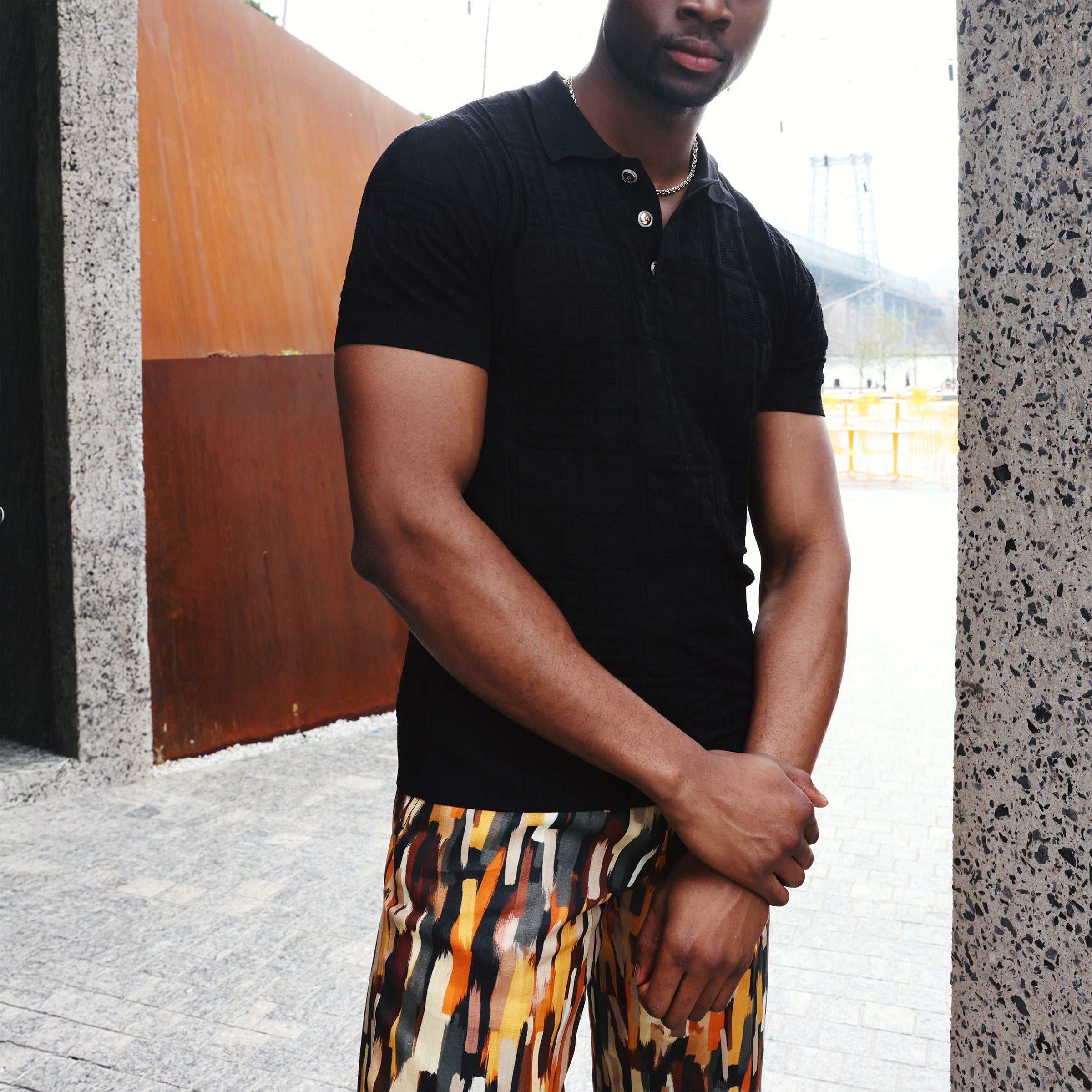 Black Regular Fit Short Sleeve Knit Polo - view 2
