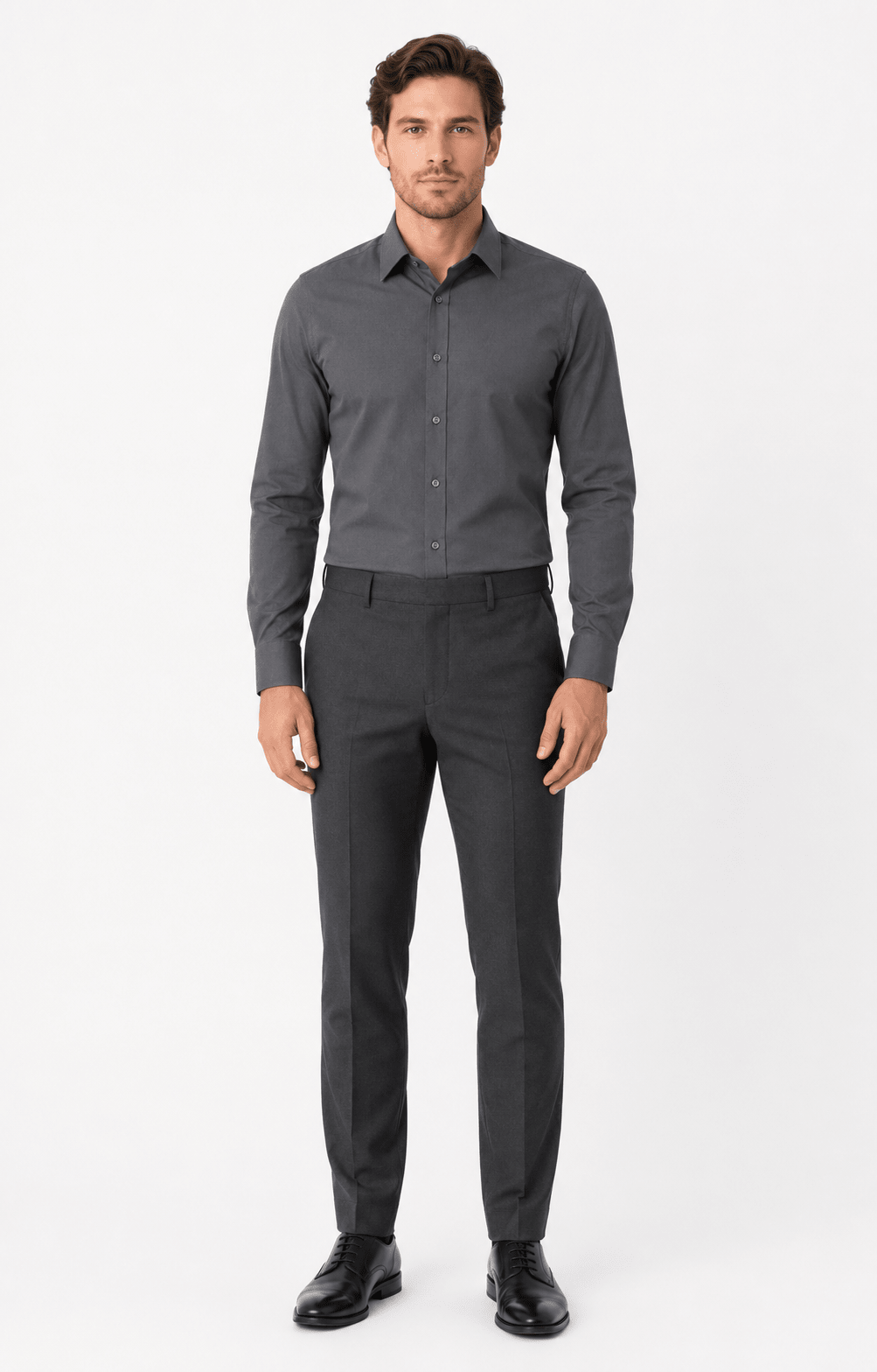 Slim Fit Dress Shirt, Charcoal - Upscale Men's Fashion