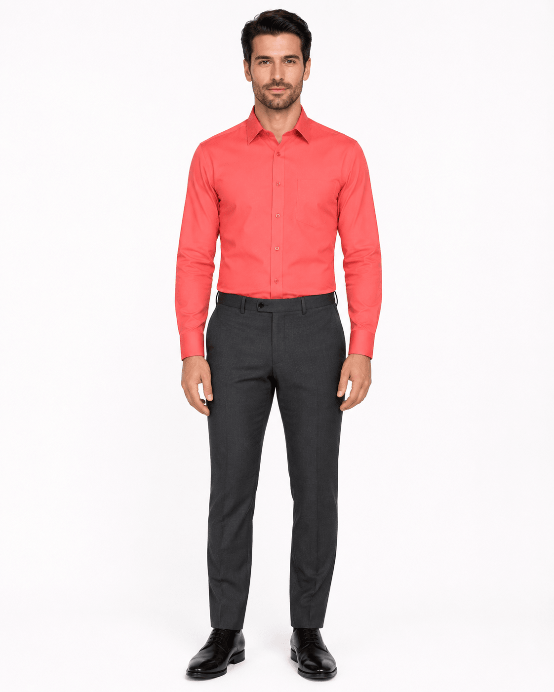 Men's Slim Fit Dress Shirt Color Coral - Upscale Men's Fashion