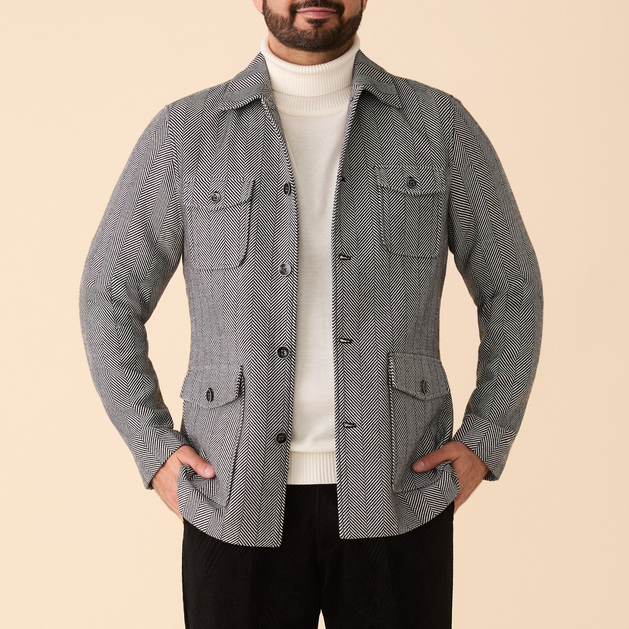 Herringbone 4 Pocket Jacket - Upscale Men's Fashion