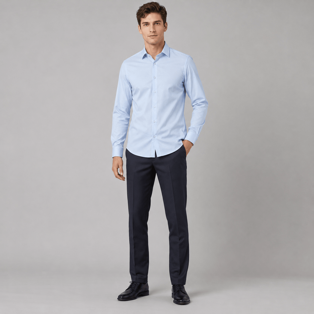 Slim Fit Dress Shirt, Light Blue - Upscale Men's Fashion
