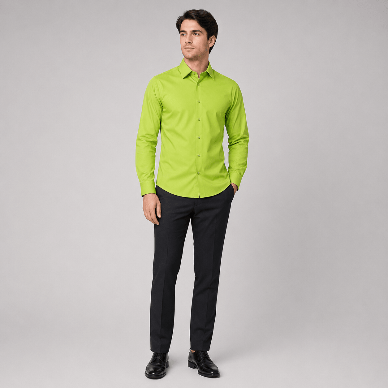 Men's Slim Fit Dress Shirt Color Lime - Upscale Men's Fashion