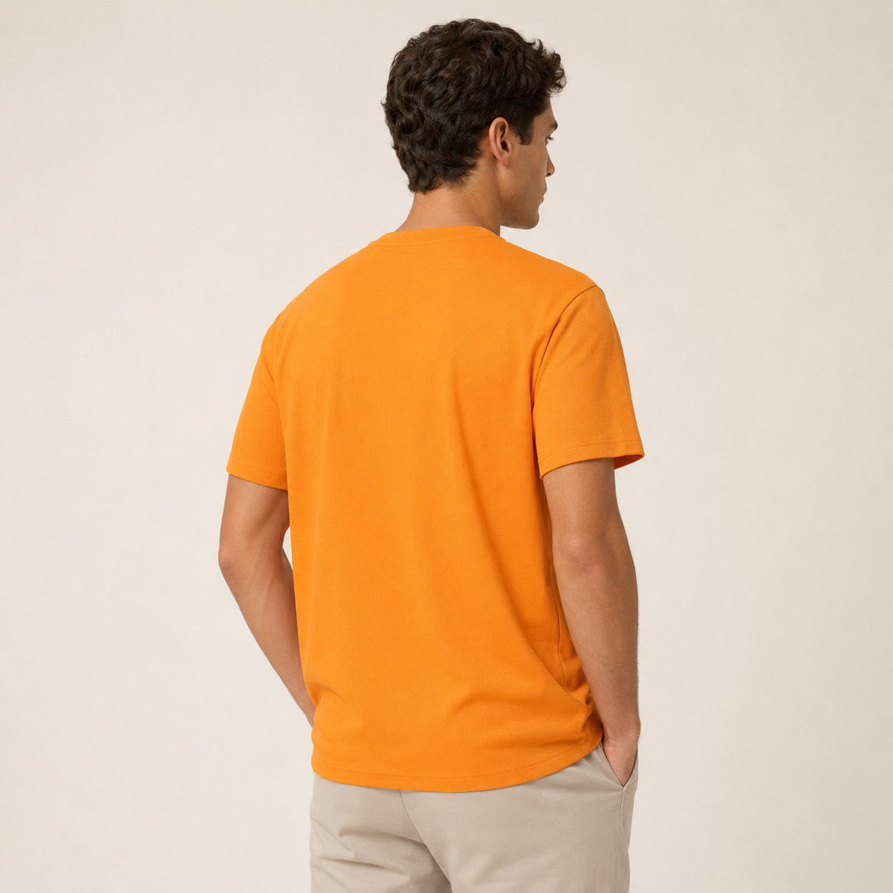 Men's melon ribbed regular fit crew neck T-shirt rear view