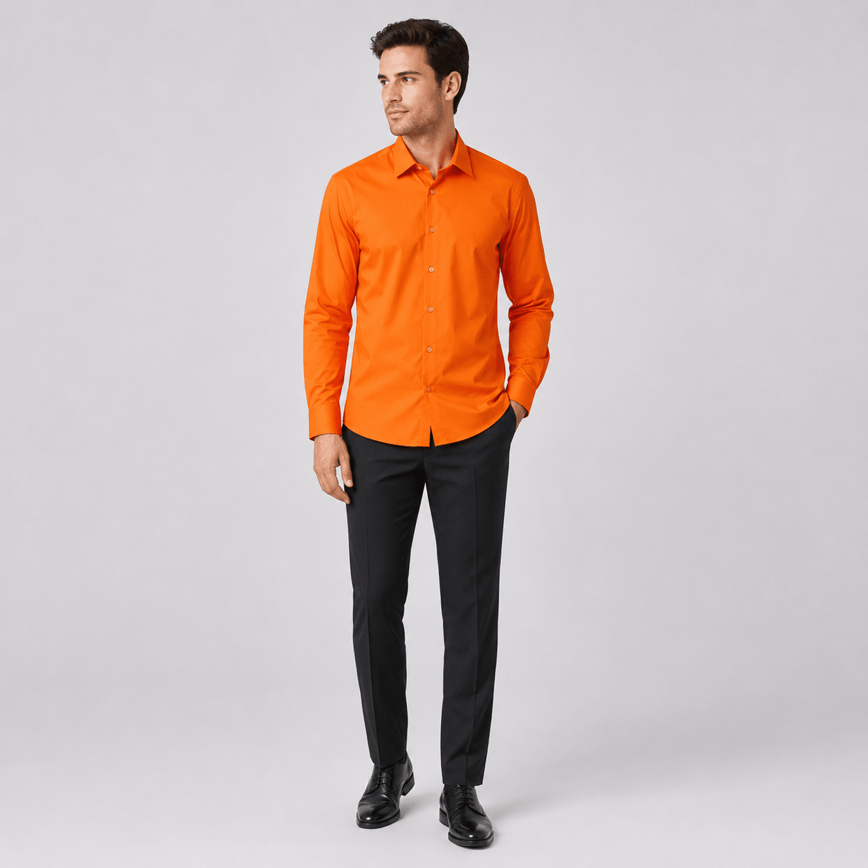 Men's Slim Fit Dress Shirt Color Orange - Upscale Men's Fashion