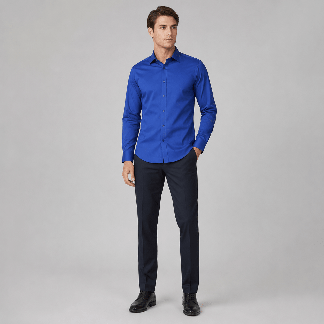 Men's Slim Fit Dress Shirt Color Royal - Upscale Men's Fashion