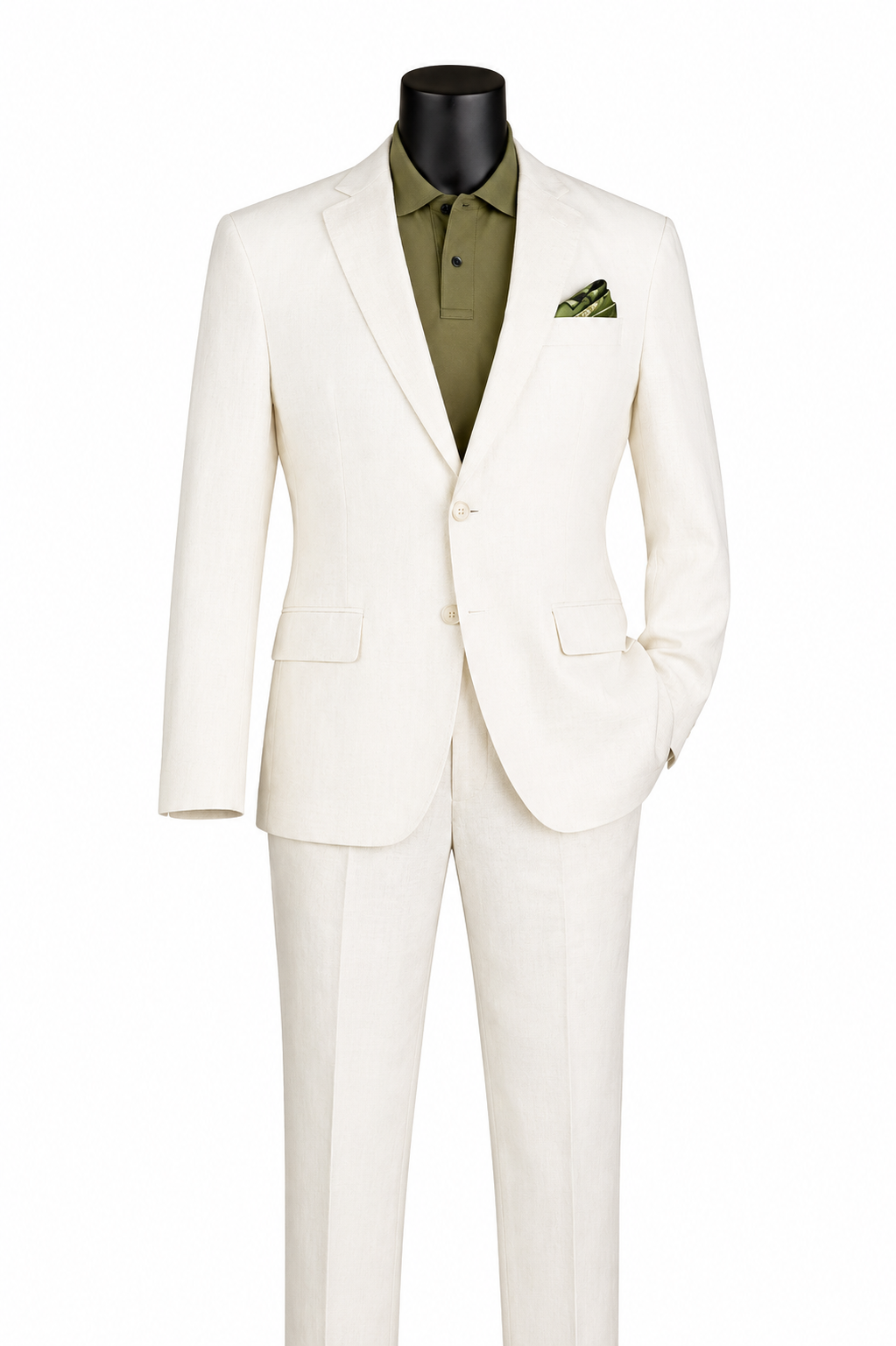 Men's White Linen Blend Modern Fit 2-Piece Suit