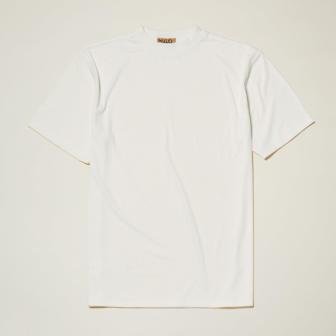 Men's white ribbed regular fit crew neck short sleeve T-shirt