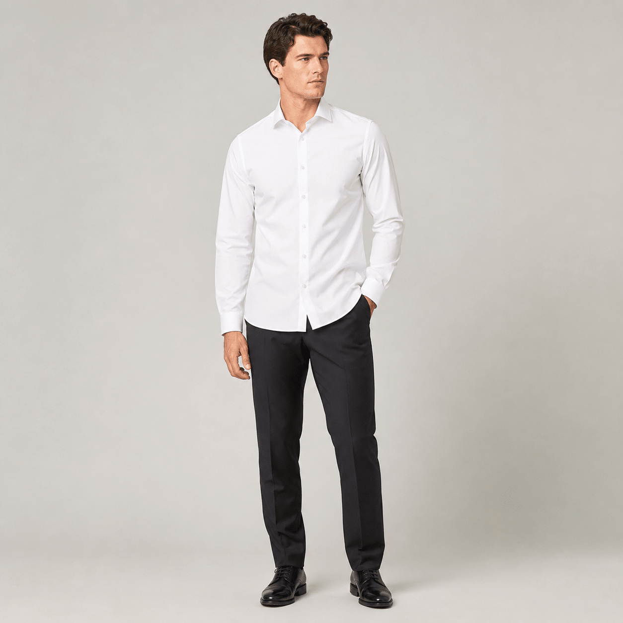 Slim Fit Dress Shirt, White - Upscale Men's Fashion