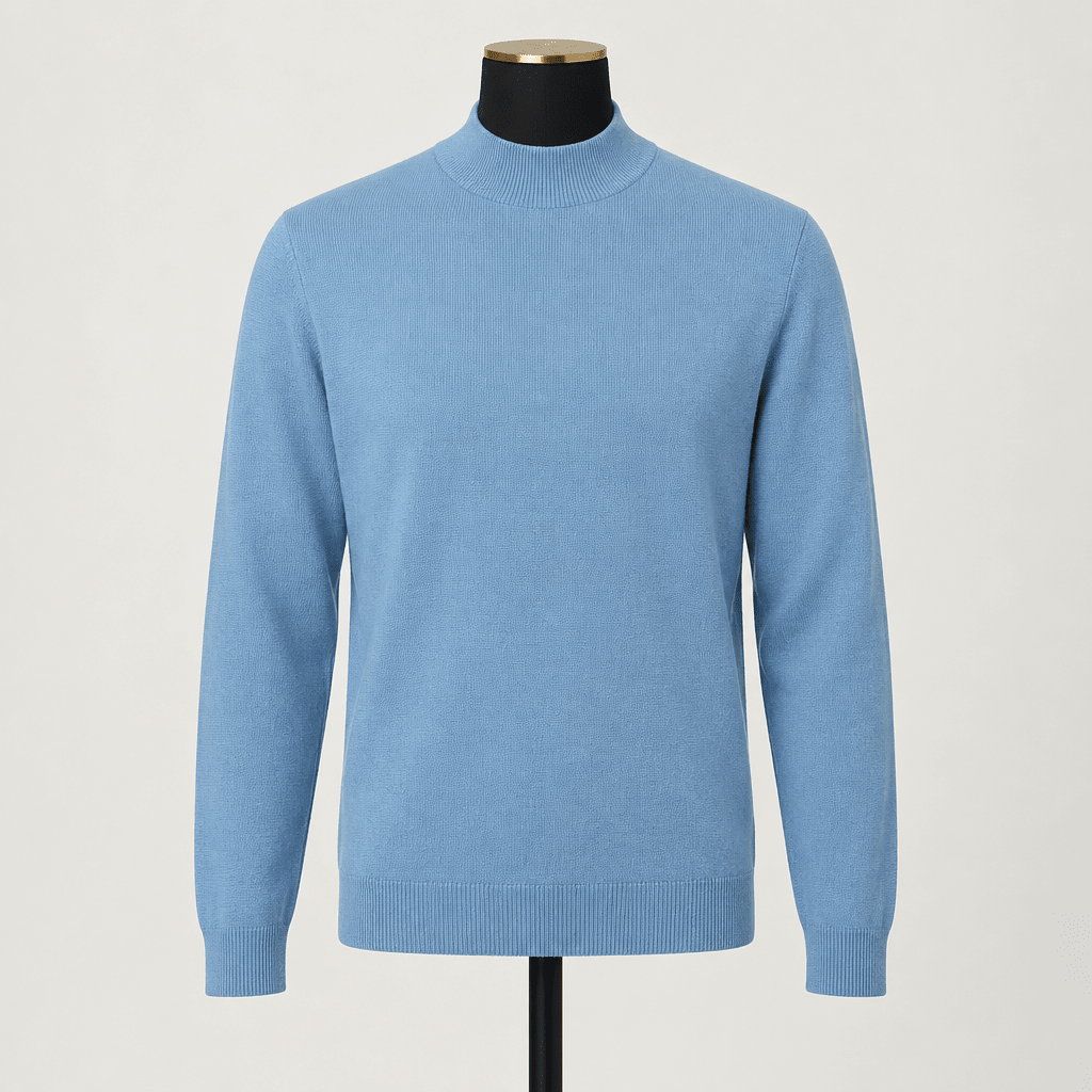 Mock Neck Sweater Color Mist Blue - Upscale Men's Fashion