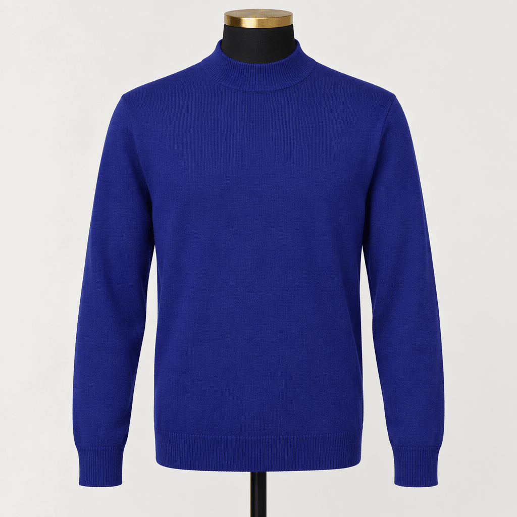 Mock Neck Sweater Color Royal Blue - Upscale Men's Fashion