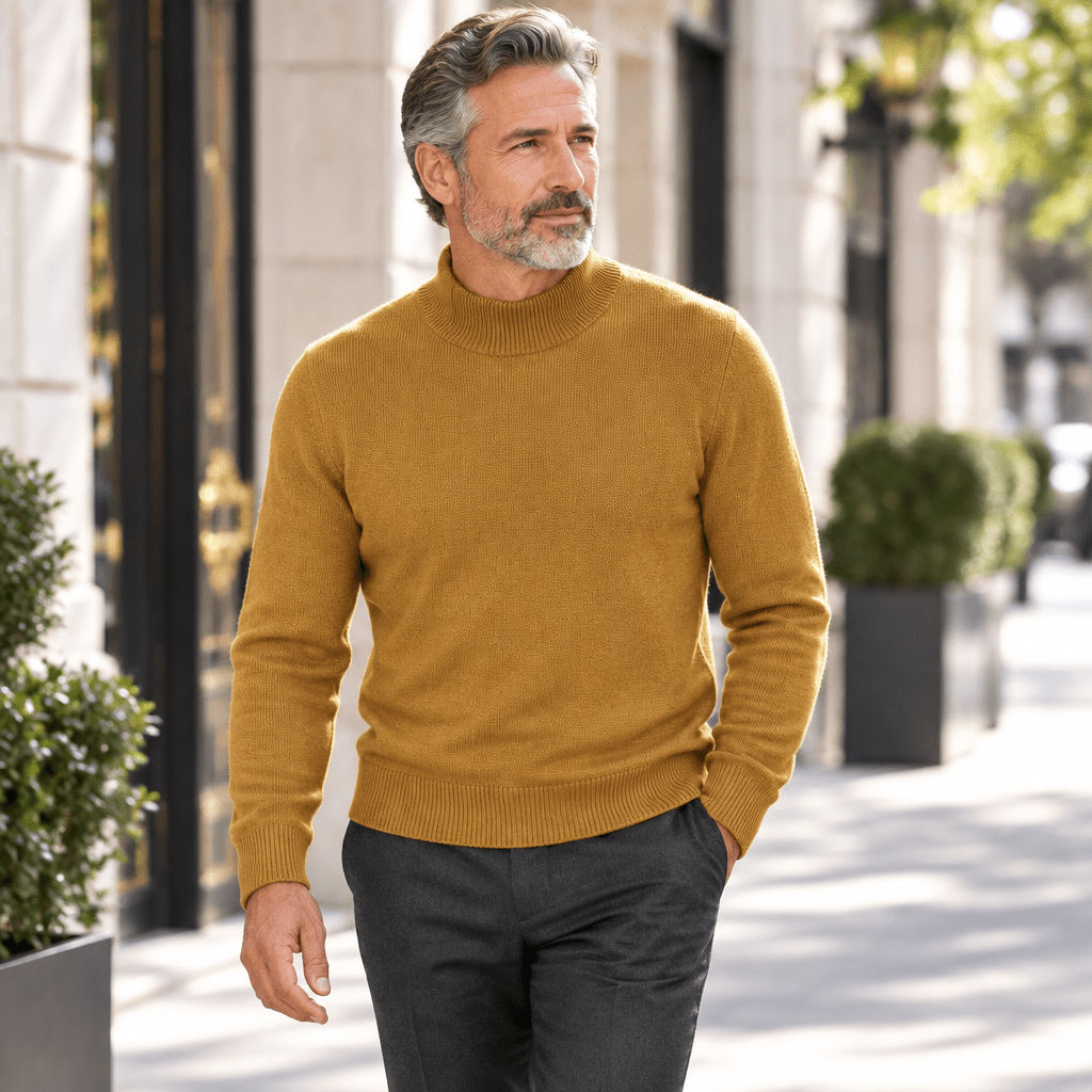 Mock Neck Sweater Color Gold - Upscale Men's Fashion