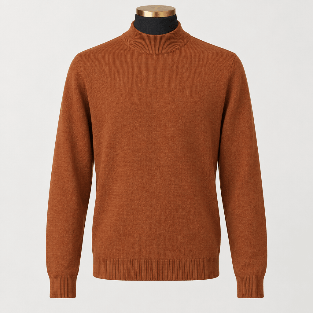 Mock Neck Sweater Color Rust - Upscale Men's Fashion
