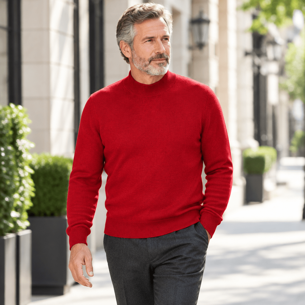 Mock Neck Sweater Color Red - Upscale Men's Fashion