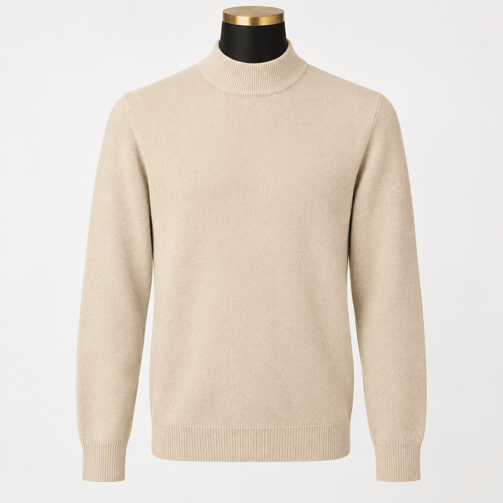 Mock Neck Sweater Color Stone - Upscale Men's Fashion