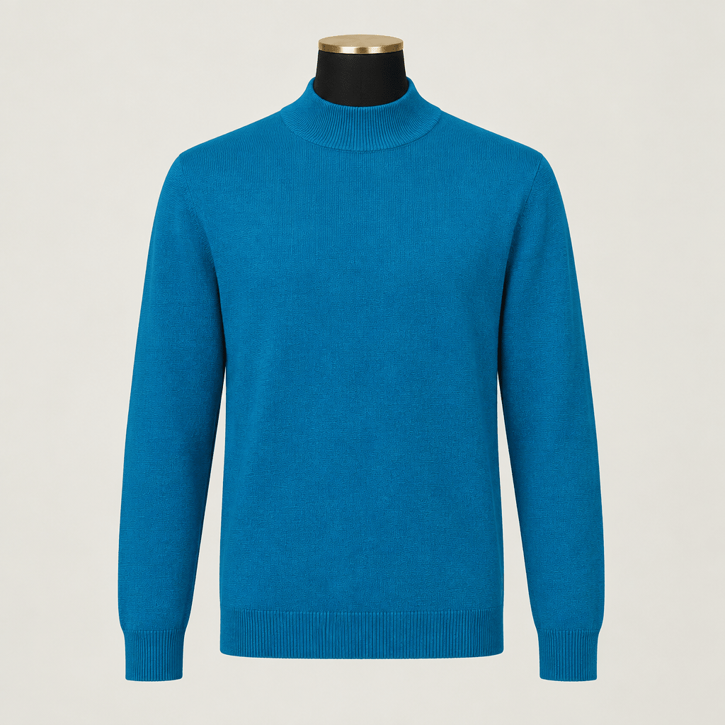Mock Neck Sweater color True Blue - Upscale Men's Fashion