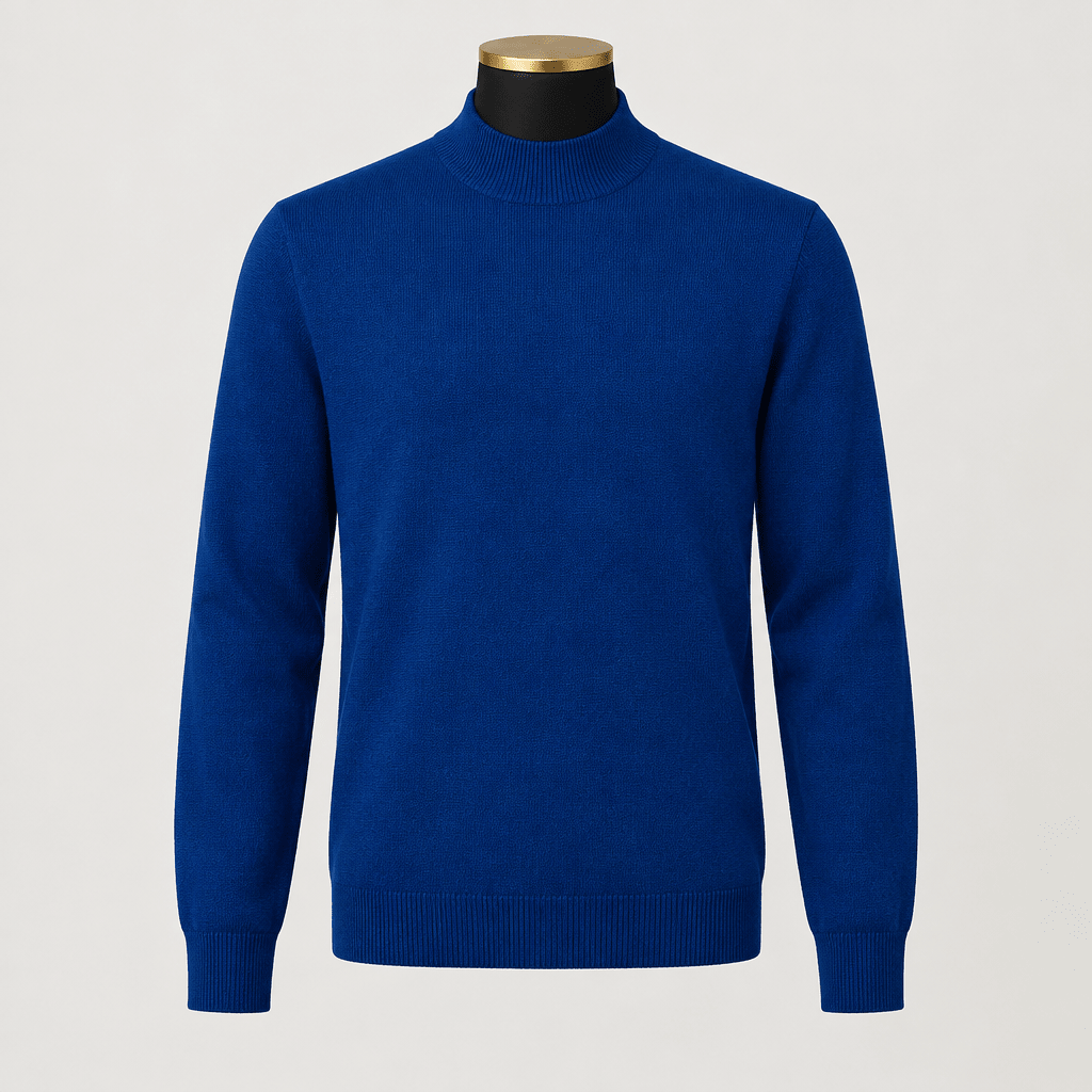 Mock Neck Sweater color River Blue - Upscale Men's Fashion