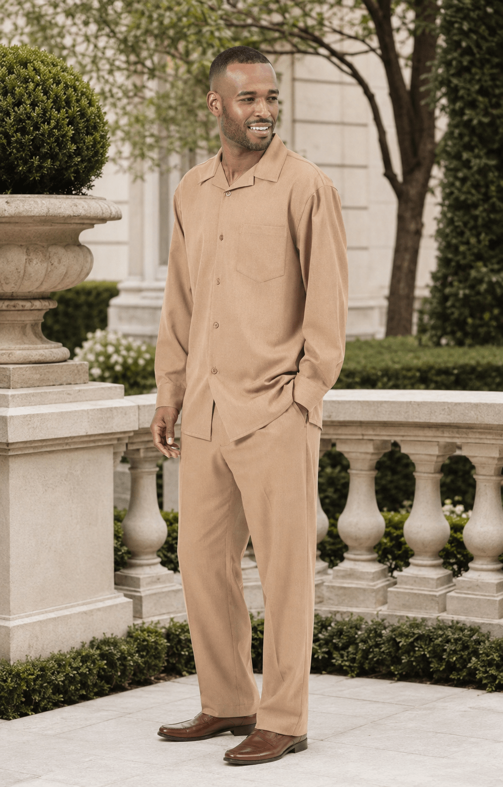 Montique Men's 2 Piece Short Sleeve Walking Suit Solid Purple - Upscale Men's Fashion
