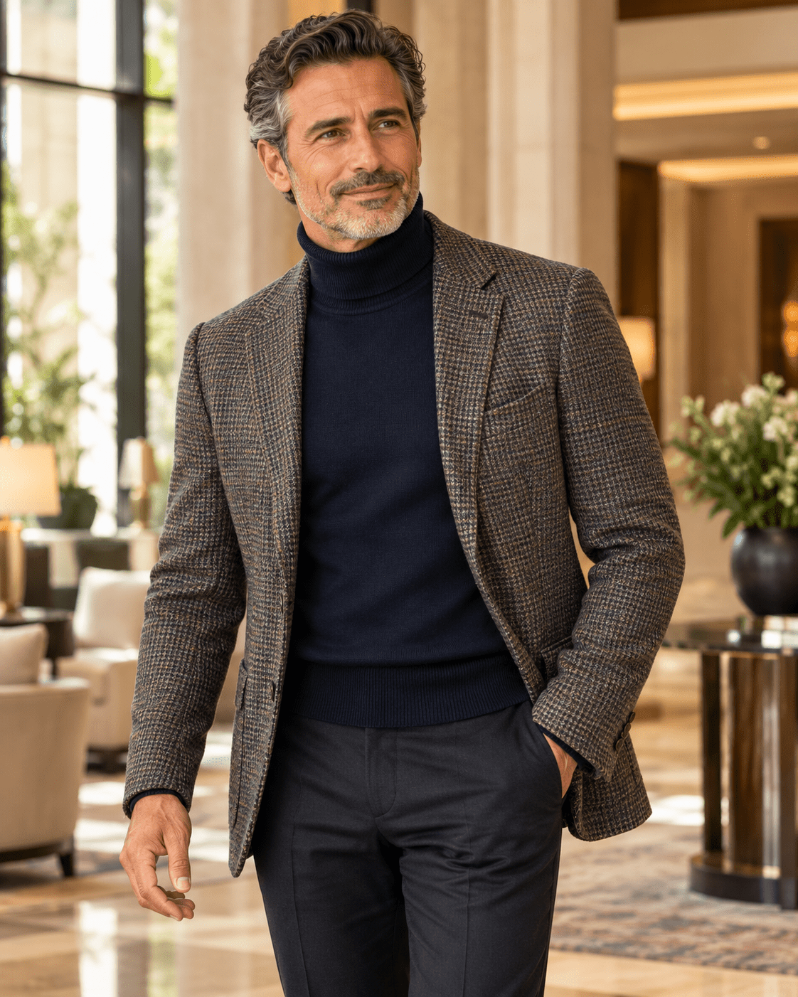Men's Turtleneck Sweater color Navy - Upscale Men's Fashion