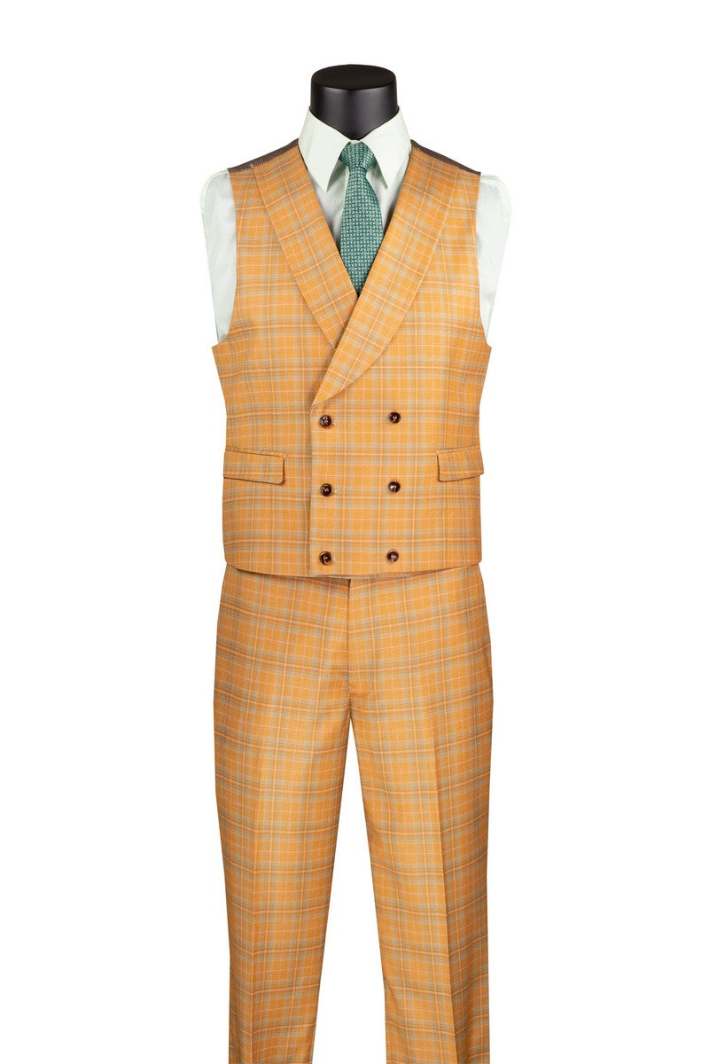 Orange Modern Fit Windowpane 3-Piece Suit – Montavero Collection